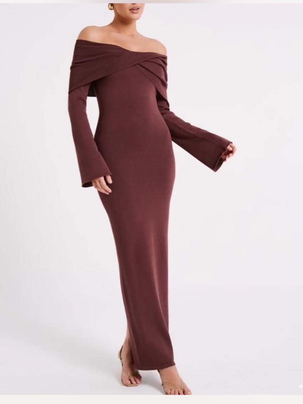 Meshki Kenny Long Sleeve Knit Dress - Chocolate, size XS